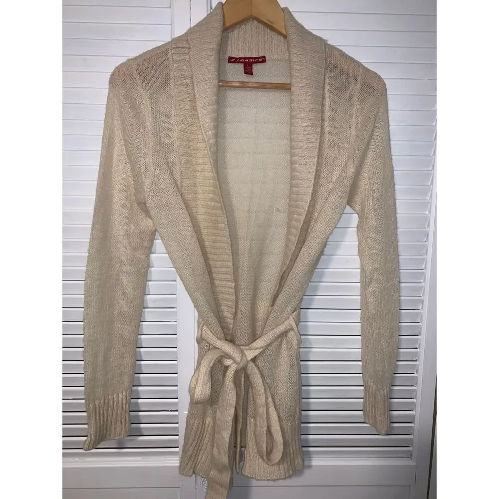 Vintage JJ BASICS Sheer Knit Cardigan Sweater Large‎